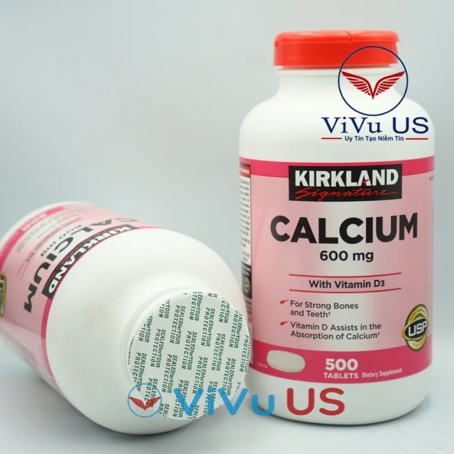 Canxi Kirkland Calcium 600mg D3 500 Vien