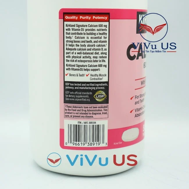 Ma Vach Canxi Kirkland Calcium 600mg D3