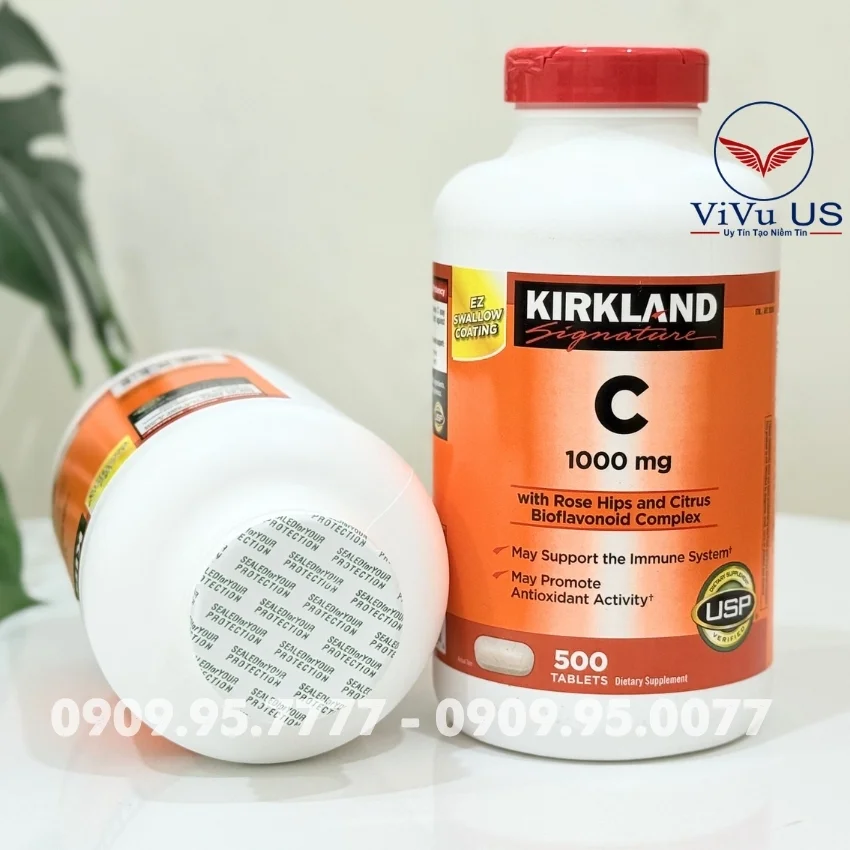Nắp mới nhất Vitamin C Kirkland 1000mg