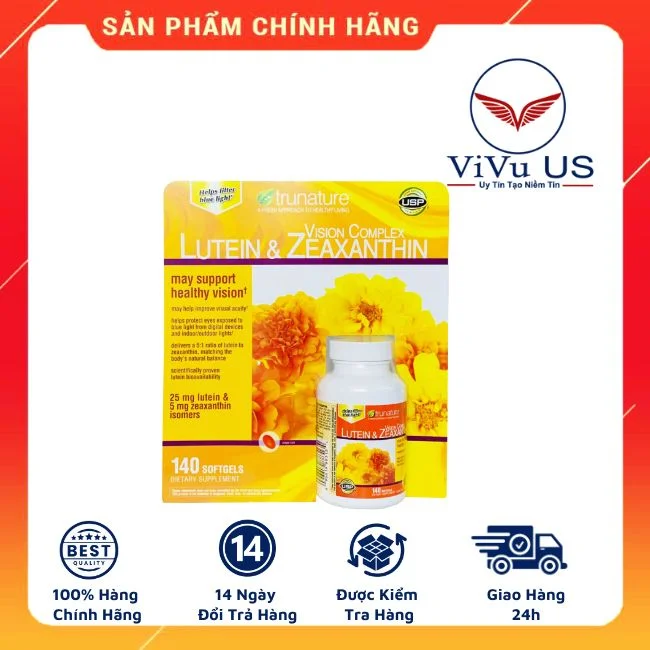 Viên Bổ Mắt Trunature Lutein & Zeaxanthin 140 Viên của Mỹ