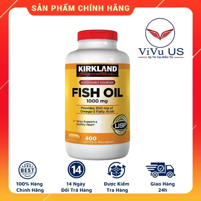 Dầu Cá Omega 3 Fish Oil Kirkland 1000mg của Mỹ