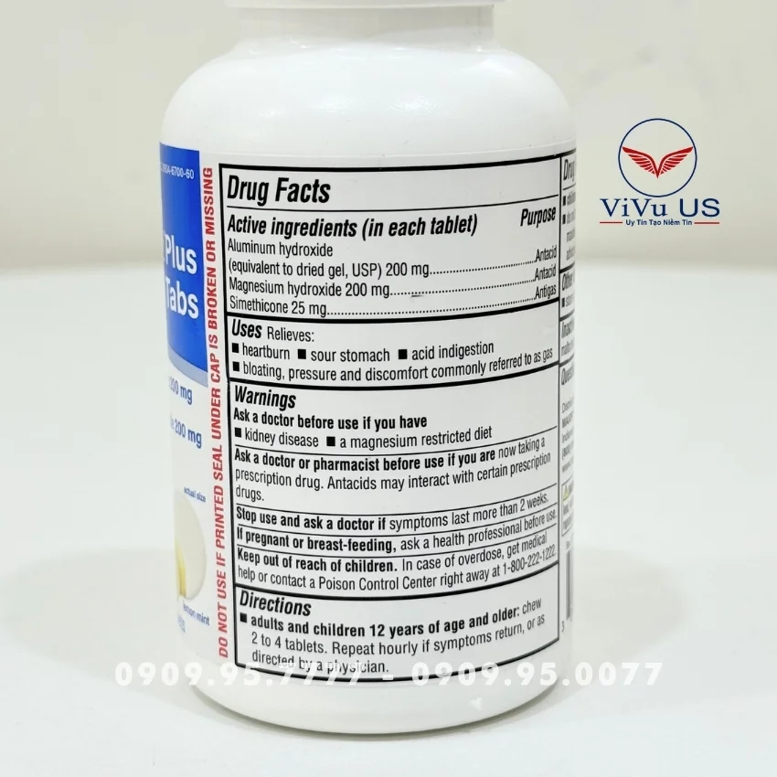 Thành Phần Major Mintox Plus Tabs Antacid 100 Viên Của Mỹ
