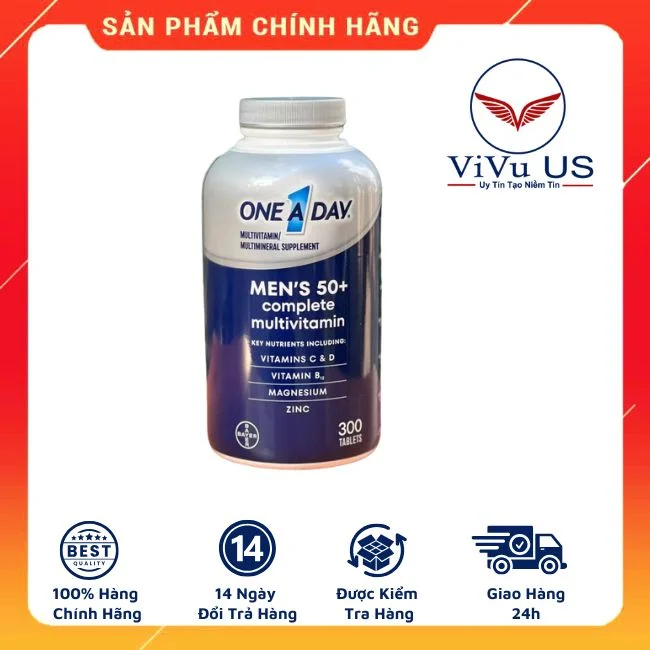 Vitamin Tổng Hợp Dành Cho Nam Trên 50 Tuổi One A Day Men 50+ 300 Viên Của Mỹ