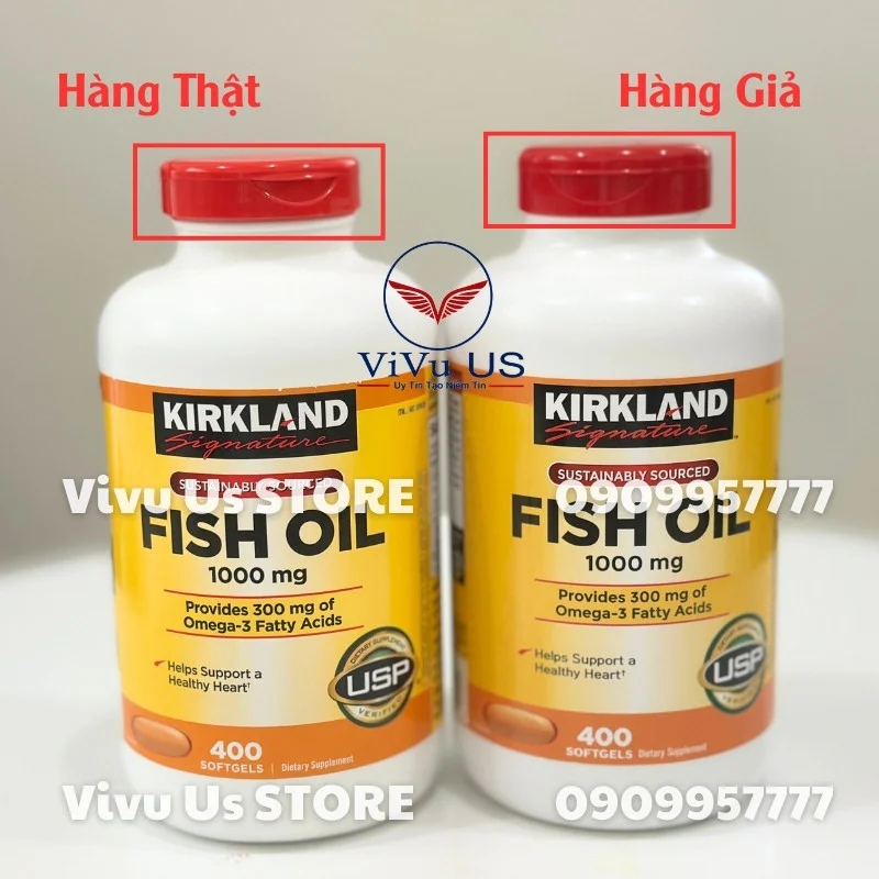 Phân Biệt Hàng Thật Giả Viên Uống Dầu Cá Fish Oil Kirkland 1000mg