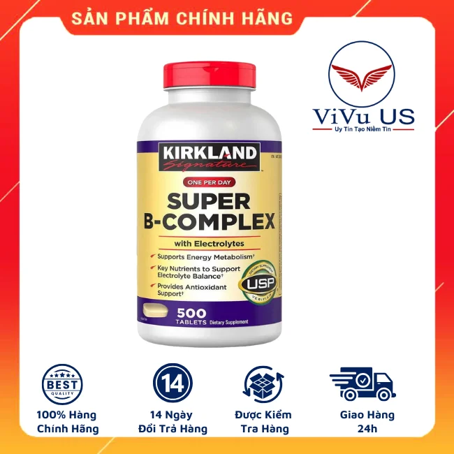Vitamin B Tổng Hợp Kirkland Super B-Complex 500 viên của Mỹ