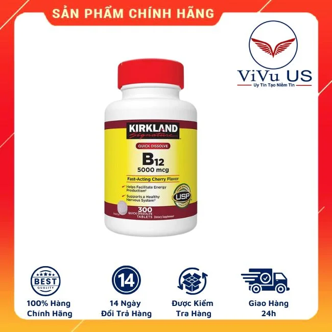 Vitamin B12 5000mcg Kirkland 300 viên chính hãng từ Mỹ