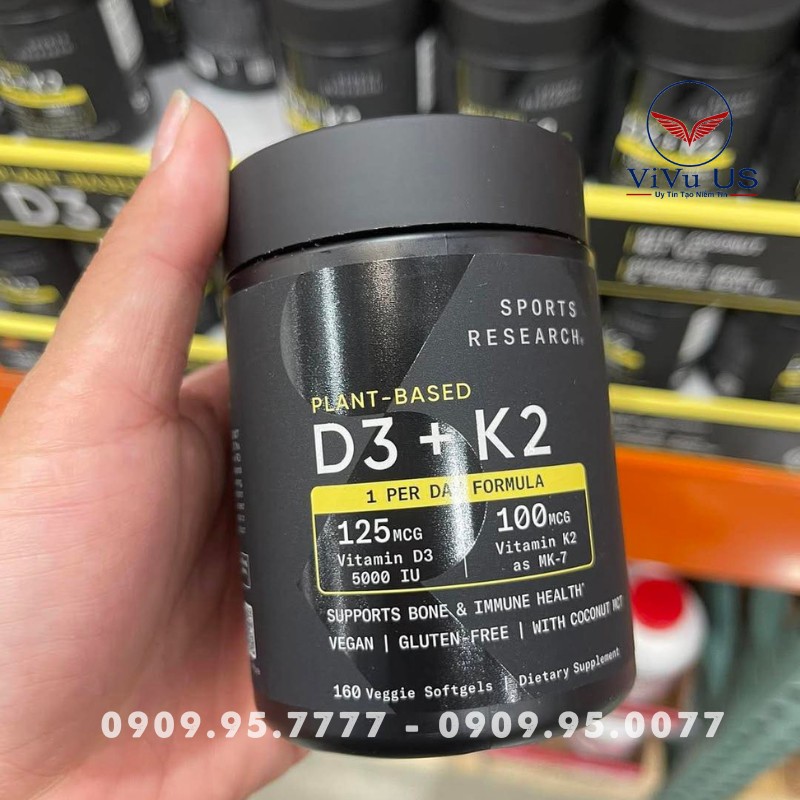 Vitamin D3 K2 Sports Research 160 Viên Chính Hãng