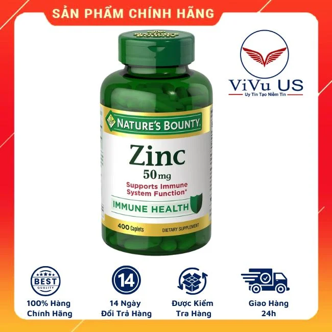 Kẽm Nature's Bounty Zinc 50mg 400 viên của Mỹ