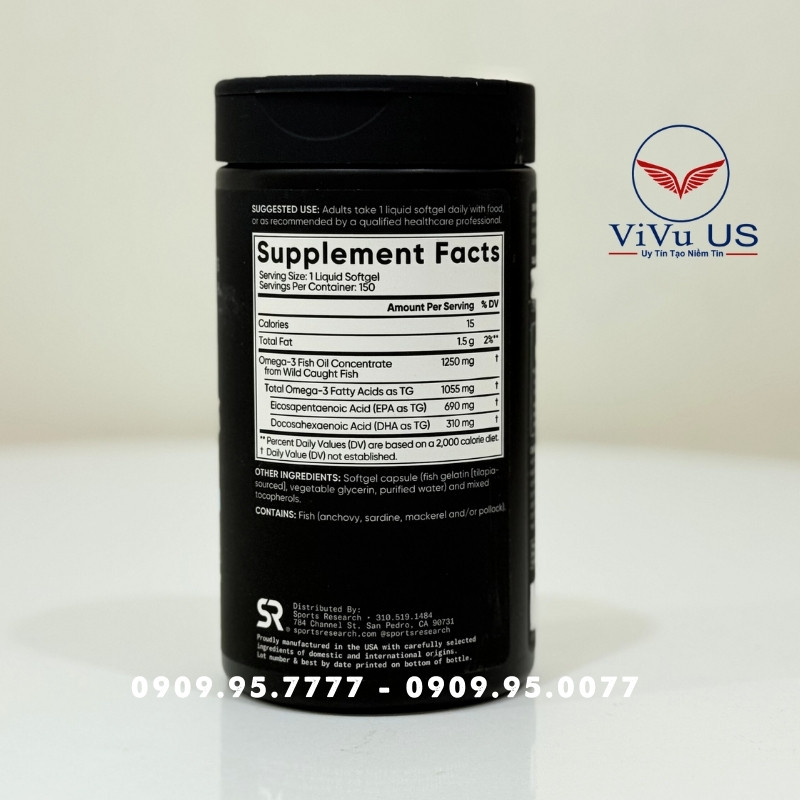 Thành Phần Dầu Cá Sport Research Triple Strength Omega 3 Fish Oil Của Mỹ Jpg